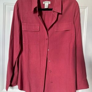 Orvis 100% Silk Pink Collared Shirt
